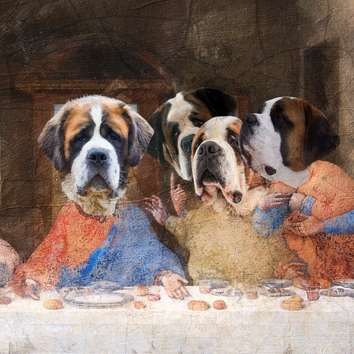 St Bernard Last Supper Renaissance Dog Painting